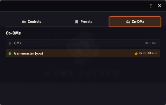 Director Co-DMs tab