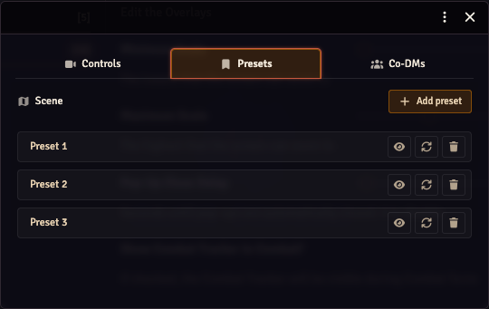 Director Presets tab