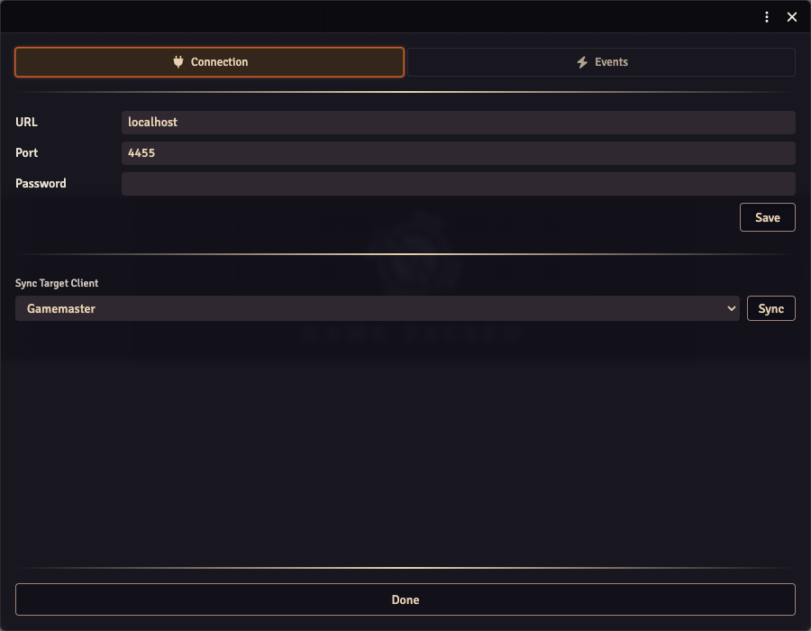 OBS Remote Connection tab